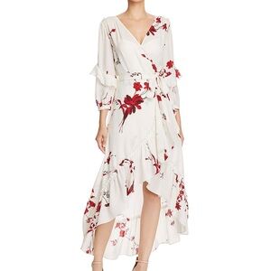 Joie White and Red Floral High Low Dress